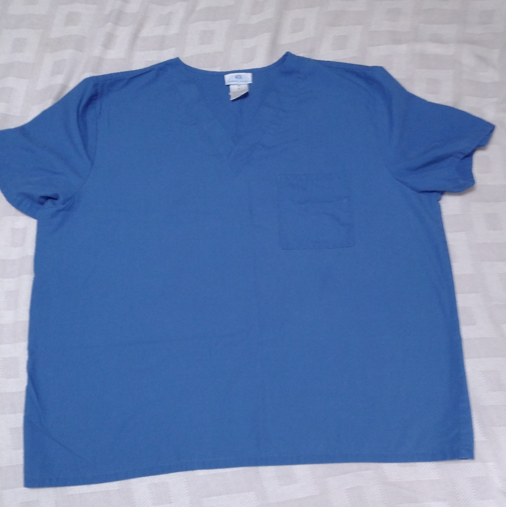 SB Unisex XL Scrubs Shirt Blue Short Sleeve Top Pocket